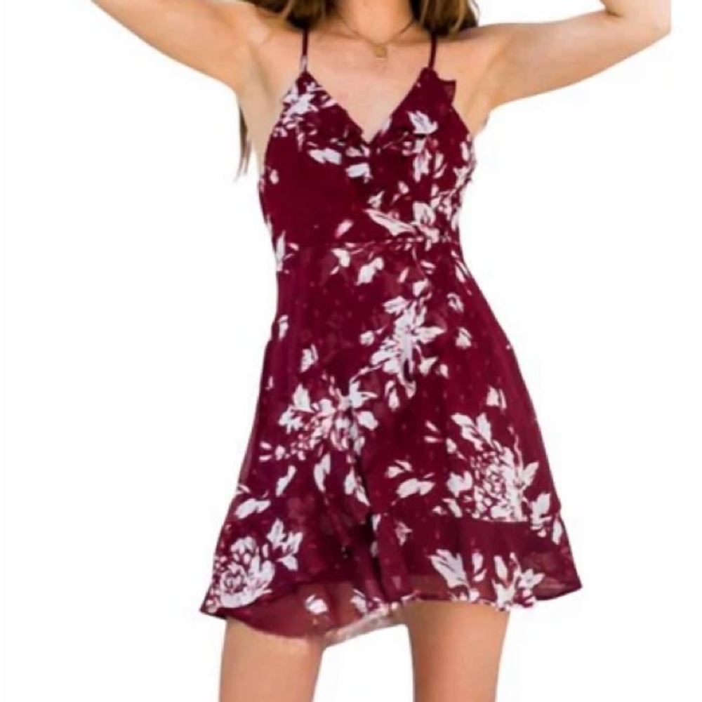 Altar'd State Burgundy Floral Mini Dress